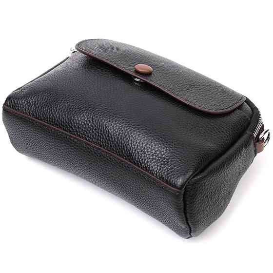 Кожаная маленькая повседневная сумка для женщин Vintage 22324 Черная Киев