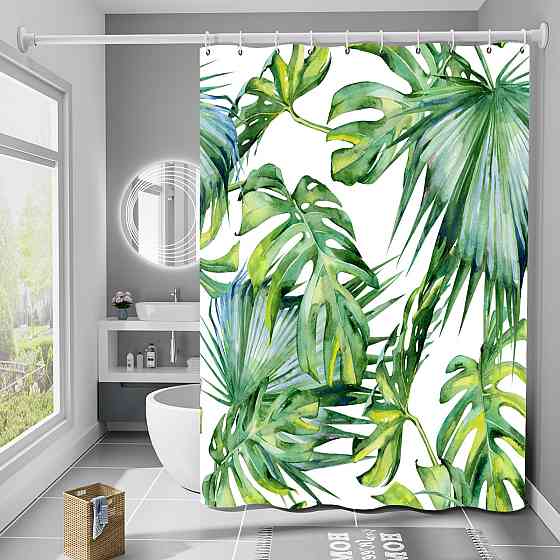 Шторка для ванны из полиэстера водонепроницаемая Bathlux 180x180 см с кольцами, занавеска для ванной комнаты Каменец-Подольский