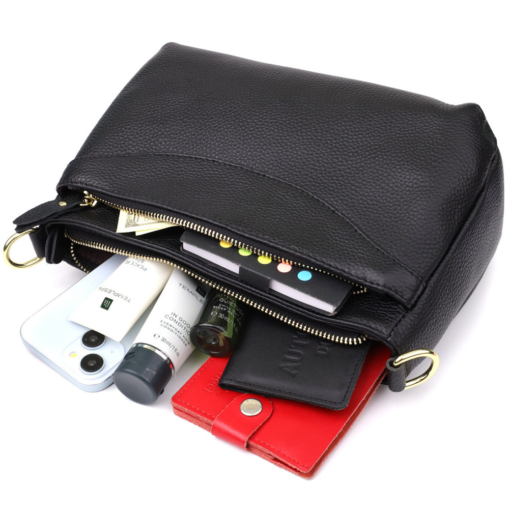 Класична жіноча сумка з жорстким дном із натуральної шкіри Vintage 22987 Чорний Київ - фото 8