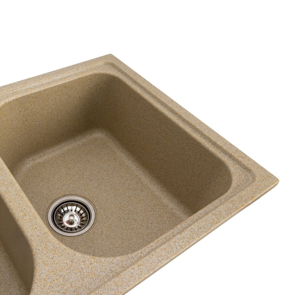PLATINUM Гранітна мийка для кухні Platinum 7950 Equatoria матовий Бежевий Київ - фото 3