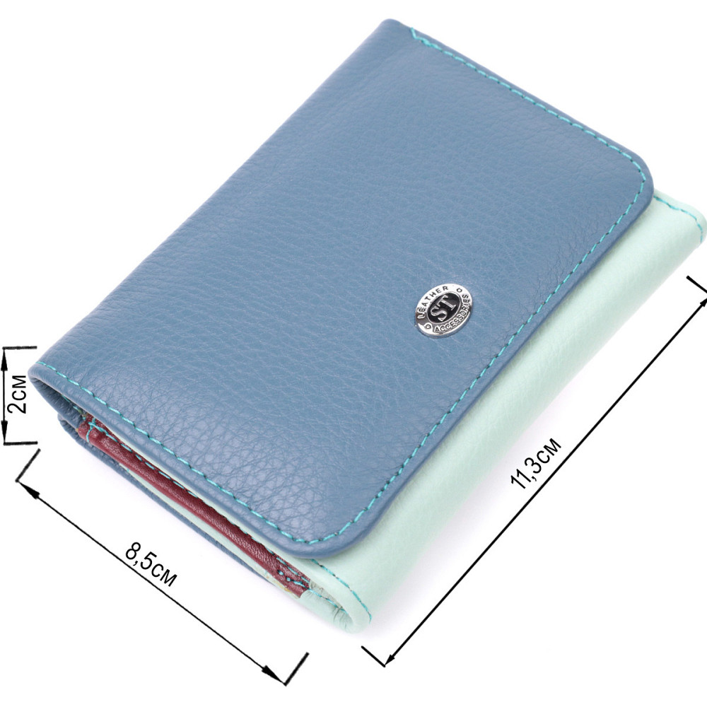 Барвистий жіночий гаманець із натуральної шкіри ST Leather 22493 Різнокольоровий Київ - фото 8