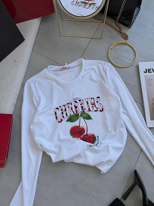 Жіночий повсякденний лонгслів із мікродайвінгу з малюнком Білий 2, 46/48 Одеса - фото 3