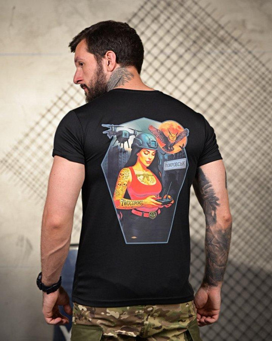 Тактическая потоотводящая футболка Покровськ black ПП4679 Одесса - изображение 1