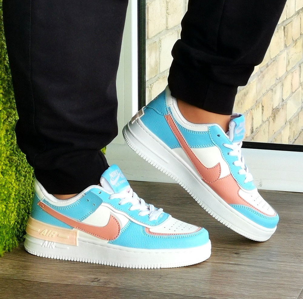 Кросівки Nike Force Білі Жіночі Шкіряні Форси Блакитні Найк (розміри: 36,37,38,39,40,41) - 9 Відео Огляд Дніпро - фото 9