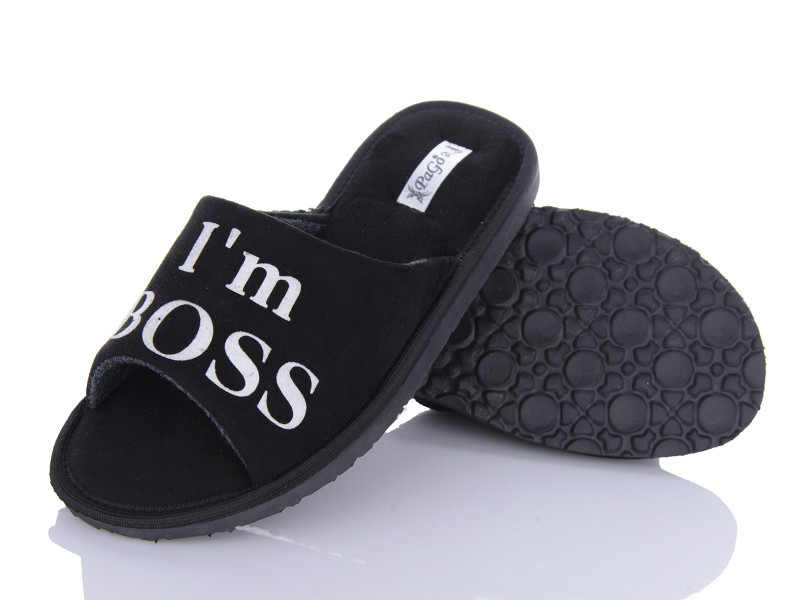 Мужские черные тапочки Босс открытый носок 45 Одесса - изображение 1