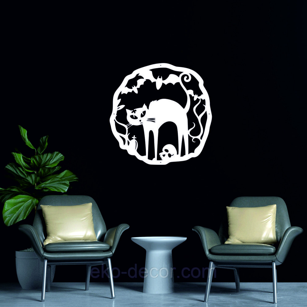 Декоративное настенное 3D Панно «Хэллоуин», Декор на стену с объемом 90*90 см, Белый Киев - изображение 3