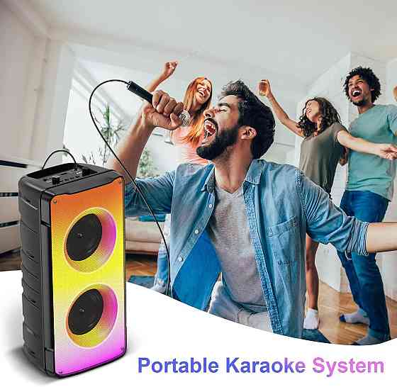 Колонка Bluetooth портативная беспроводная стереоколонка 60Вт с подсветкой TWS FM-радио, эквалайзер, Киев
