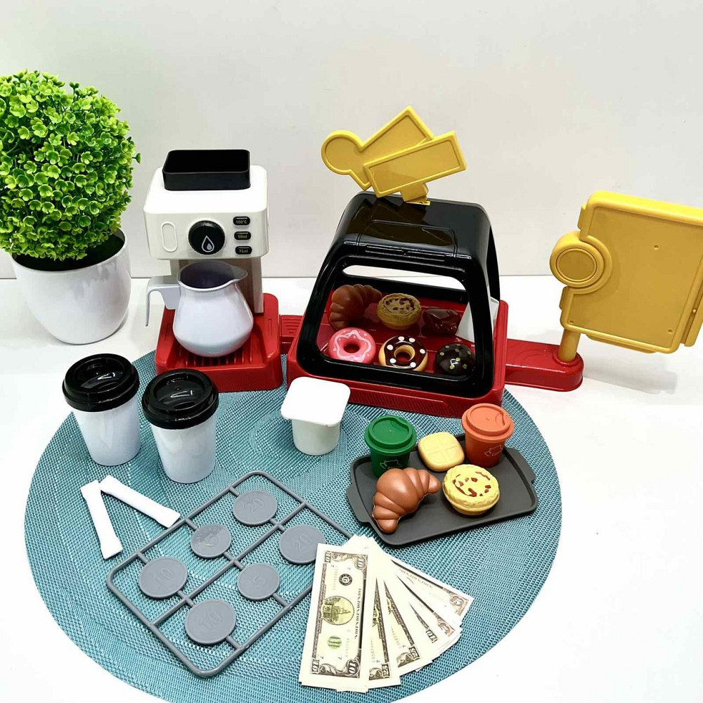 Ігровий набір магазин Кав'ярня звукові ефекти 41 деталь продукти термінал Чорно-червоний (668-142-143) Чернигов - изображение 1