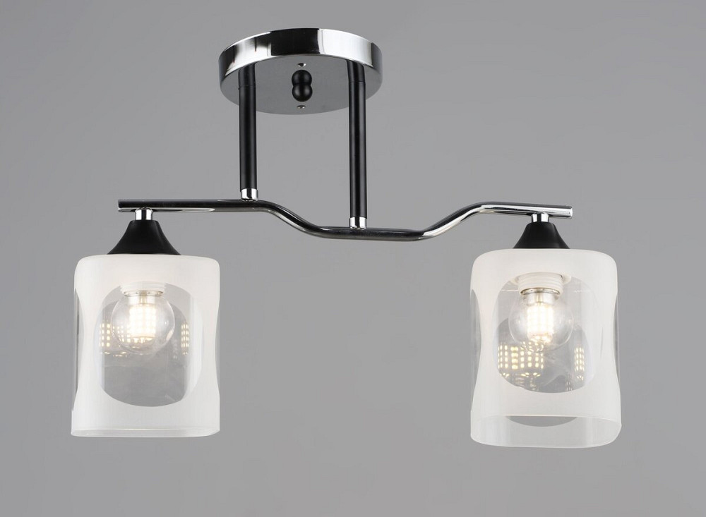 VALESO Люстра стельова на 2 плафони VALESO E27 Хром Чорний Скло Сталь K2284/2 Коломия - фото 1