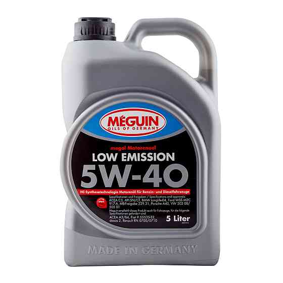 MEGUIN Low Emission SAE 5W-40 5 л — моторна олива Low-SAPS для бензинових і дизельних двигунів, VW 505.01, BMW LL-04, MB 229.31 | Ковель