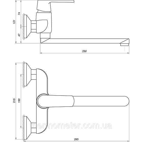 Смеситель для кухни со стены Globus Lux Laguna GLA-0104-7-WHITE Киев