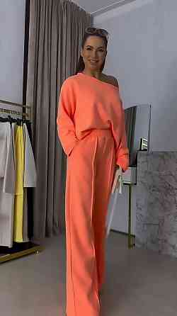 Женский прогулочный костюм двойка: кофта и штаны двунить Оранжевый, 48/50 Одесса