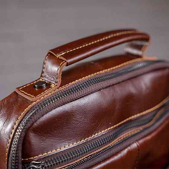 Сумка мужская гладкая Vintage 14700 Коричневая Киев