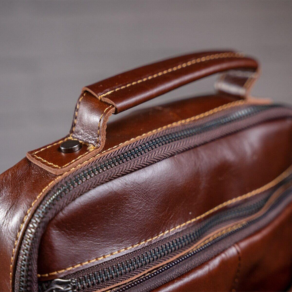 Сумка мужская гладкая Vintage 14700 Коричневая Киев - изображение 2