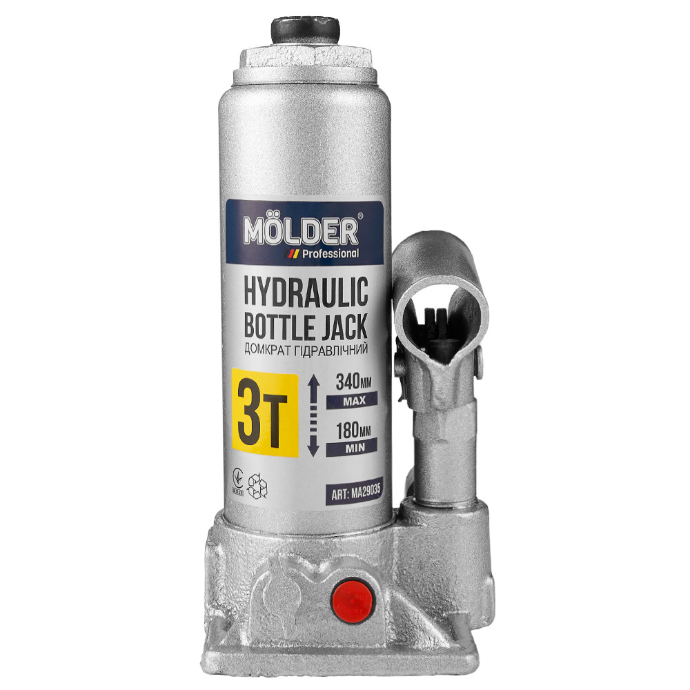 Домкрат гідравлічний пляшковий Molder 3т 180-340мм у кейсі Львів - фото 1