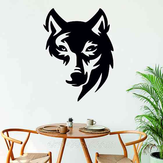 Декоративне настінне Панно «Вовк», Декор на стіну 90*68 см, Чорний Київ