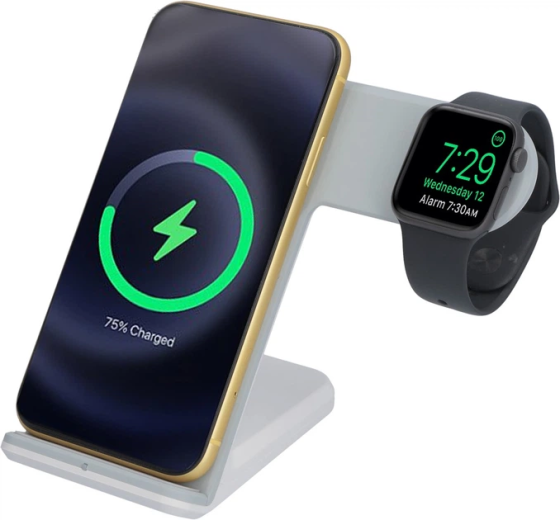 Беспроводное зарядное устройство док станция Charge Dock Station 2 в 1 Белое Киев