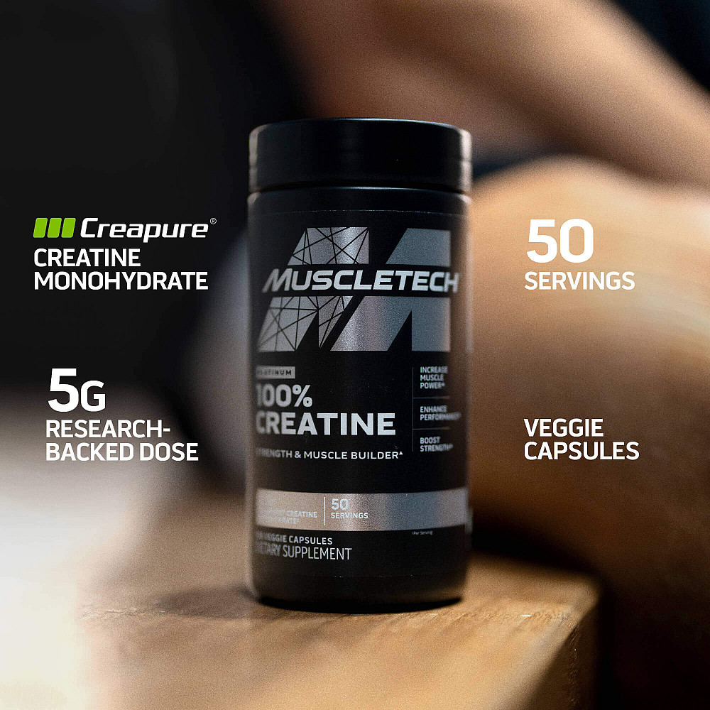 Креатин моногідрат MuscleTech Platinum 100% Creatine, 100 рослинних капсул Луцьк - фото 3