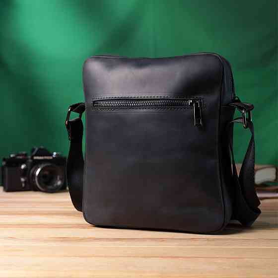 Чоловіча сумка через плече з матової шкіри Shvigel 22848 Чорна Київ