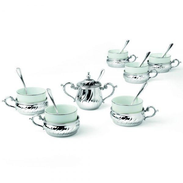 Чайный сервиз (6 чашек в подстаканниках, 6 чайных ложечек, 1 сахарница и 1 ложечка для сахара Ровно - изображение 5