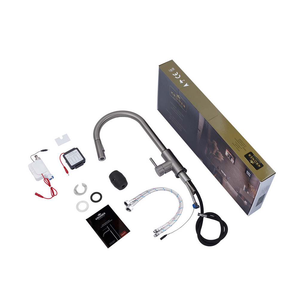 Змішувач для кухні з висувним виливом Kroner KRP Edelstahl Klassisch - PVD03916 сенсорний Київ - фото 10