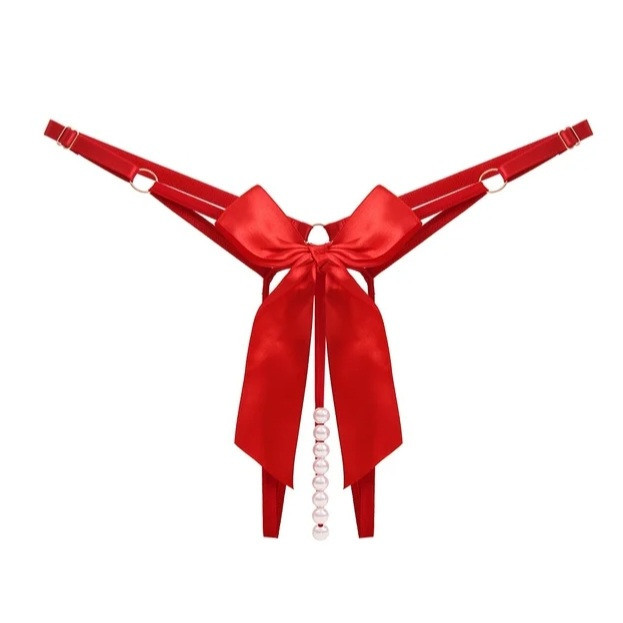 Труси з бусинками еротичні сексуальні жіночі one size червоний Київ - фото 1