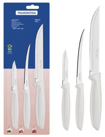Набір ножів Tramontina Plenus light grey, 3 предмети (6740820) Київ