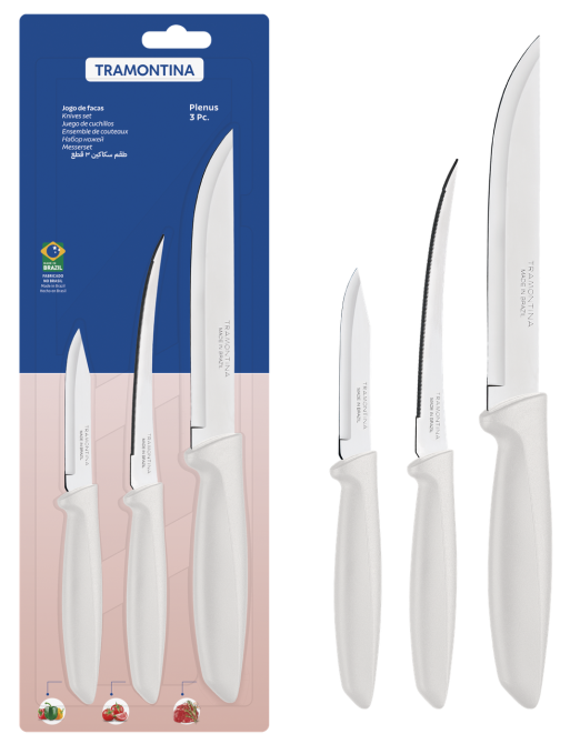 Набір ножів Tramontina Plenus light grey, 3 предмети (6740820) Київ - фото 2