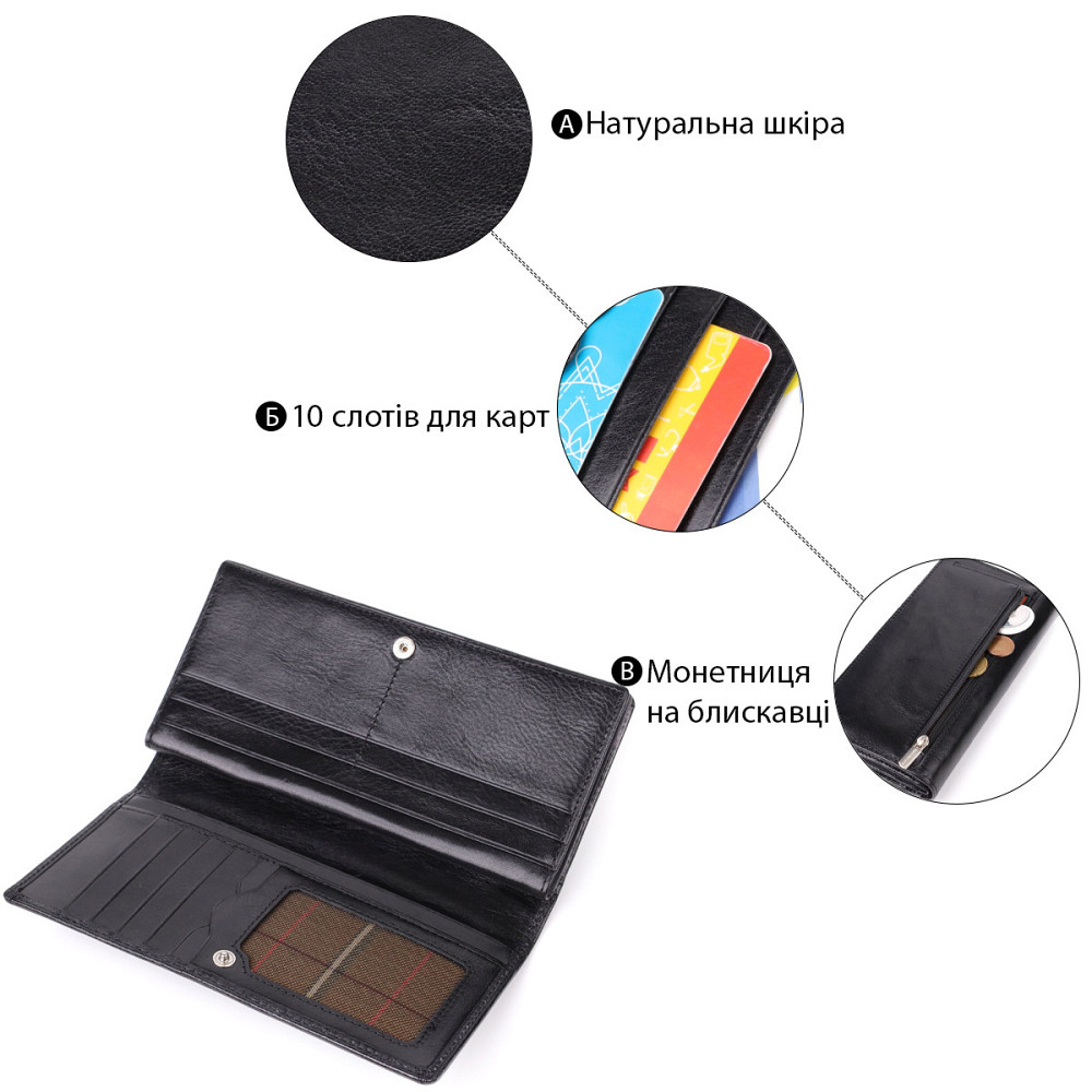 Красивый женский кошелек из глянцевой натуральной кожи Tony Perotti 20892_1 (1902 nero) Черный Киев - изображение 4