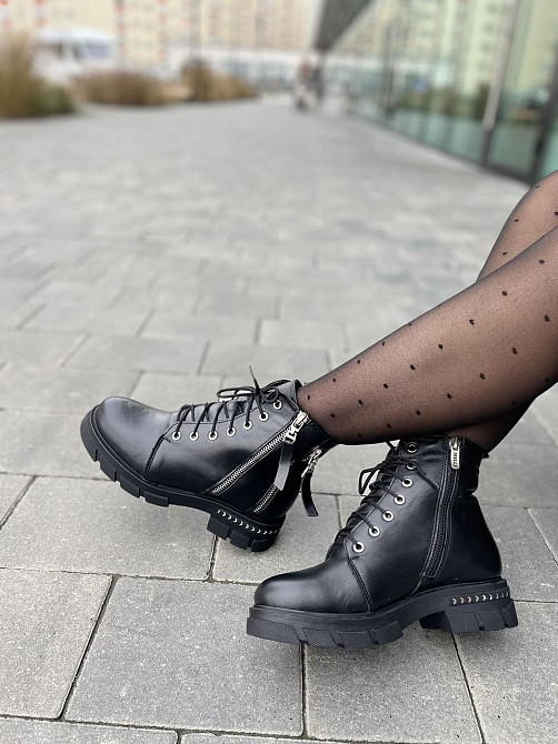 MILLI GOLD Черевики жіночі MILLI GOLD чорні натуральна шкіра зима висота 13см (2749) 37р.39р. Коломыя - изображение 2