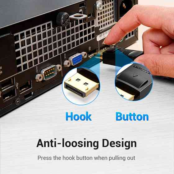 Кабель Vention DisplayPort на DVI, 2 метра, черный Киев