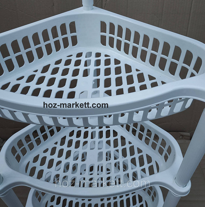 Кутова етажерка біла пластикова для ванни та кухні 5 ярусів Харків - фото 2