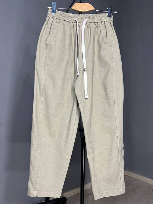 Джинси жіночі A-N 9962 MOM кюлоти укорочені резинка на таліі шнурок бежеві, бежевий, M, M, 76 см, 100 см Київ - фото 6