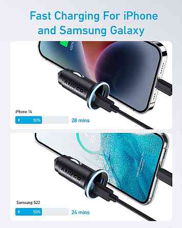 Автомобильное зарядное устройство Anker PowerDrive 323 - 30W PD + 22.5W USB-A Black (6940427) Киев