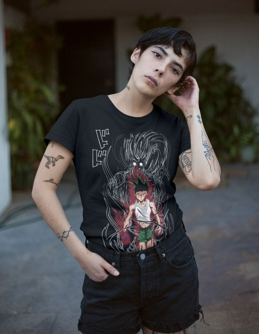 Футболка чоловіча з аніме принтом Мисливець × Мисливець оверсайз (S/M/L) Чорний AnimeJ1157 Дніпро - фото 7