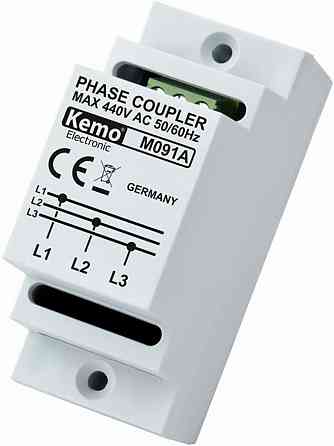 Соединитель DIN Kemo M091A белый трехфазный Powerline HomePlug 650 Мбит/с Ethernet клеммник трехфазный фазовый Киев