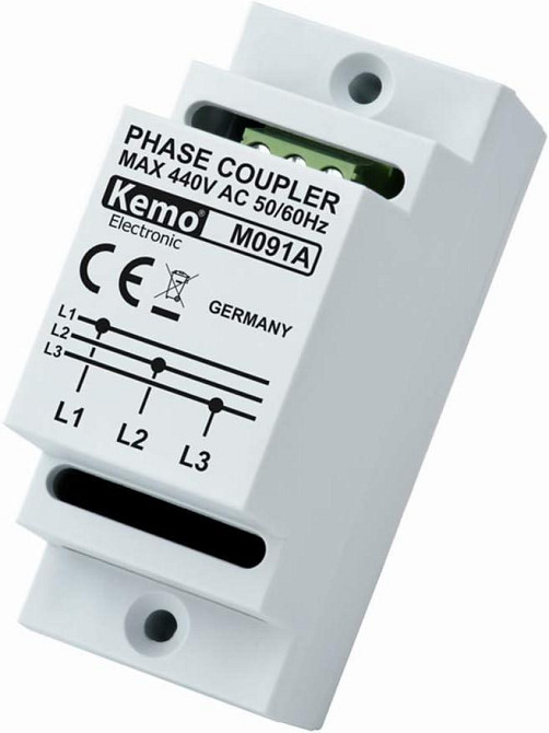 Соединитель DIN Kemo M091A белый трехфазный Powerline HomePlug 650 Мбит/с Ethernet клеммник трехфазный фазовый Киев - изображение 1