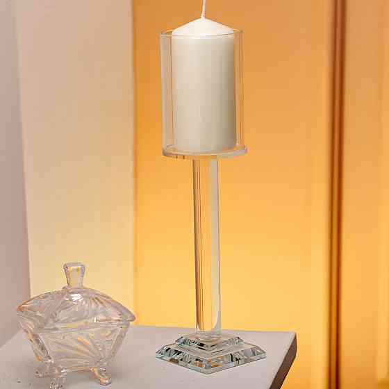 Yiwu Підсвічник скляний на ніжці 6.5×26 см підсвічник келих декоративний прозорий HP-4-42L Коломия
