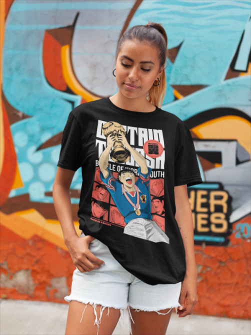 Футболка чоловіча з аніме принтом Каптаін Тсубаса Ворлд Йоутх оверсайз (S/M/L) Чорний AnimeJ0025 Дніпро - фото 5