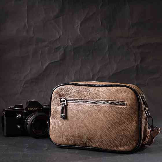 Шкіряна жіноча сумка через плече на одне відділення Vintage 22386 Бежева Київ