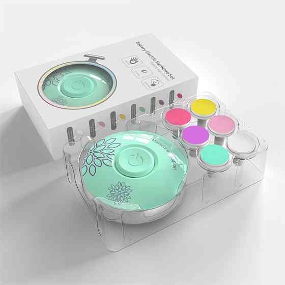 Дитячий тример Sindax для нігтів з 6 шліфувальними головками (Зелений) Николаев