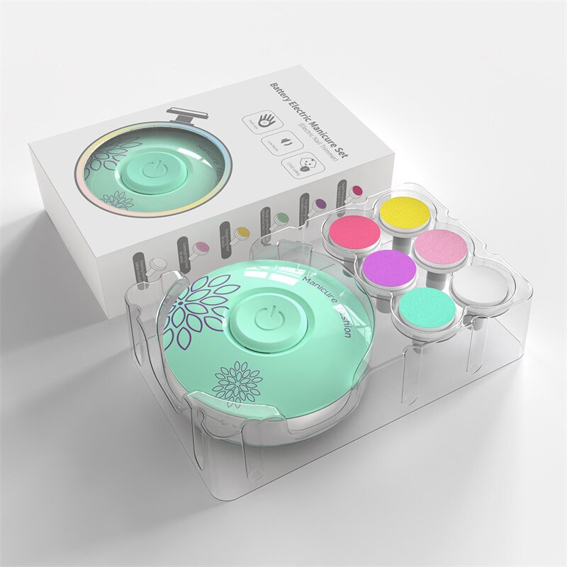 Дитячий тример Sindax для нігтів з 6 шліфувальними головками (Зелений) Николаев - изображение 2