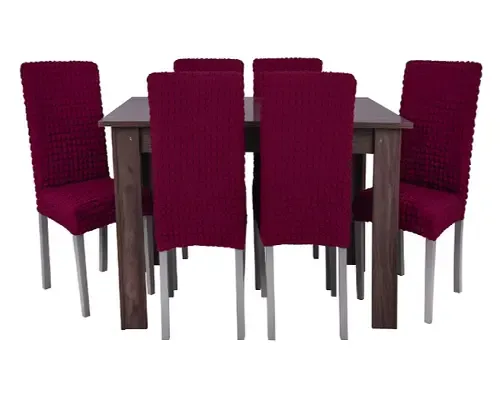 Комплект чехлов на стулья без оборки 6 штук (бордовый) Коломыя - изображение 3