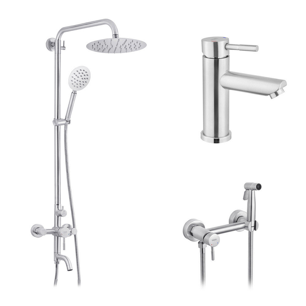 Набір 3 в 1 душова система Kroner Edelstahl Klassisch-ESG063 + змішувач Edelstahl Klassisch-ESG010 + Київ - фото 1