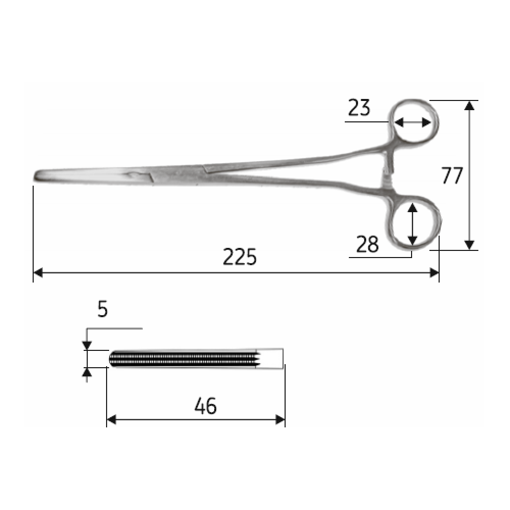Зажим вагинальный для гистерэктомии Heaney, 22,5 см, прямой, J-17-304 Днепр - изображение 2