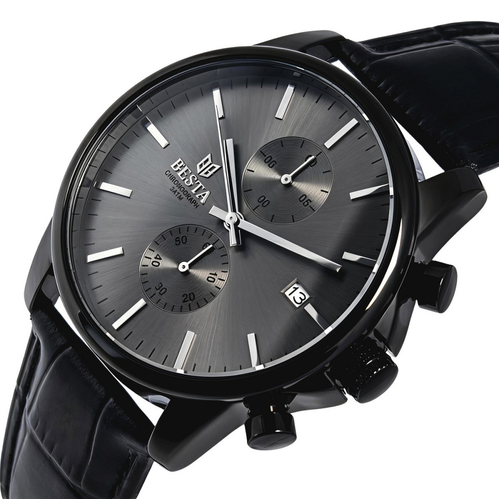 Часы мужские наручные Besta Mars Premium Leather Black (2 ремешка) Черный Винница - изображение 2