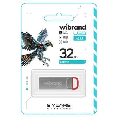 USB флеш накопичувач Wibrand 32GB Falcon Silver-Red USB 2.0 (WI2.0/FA32U7R) Вінниця