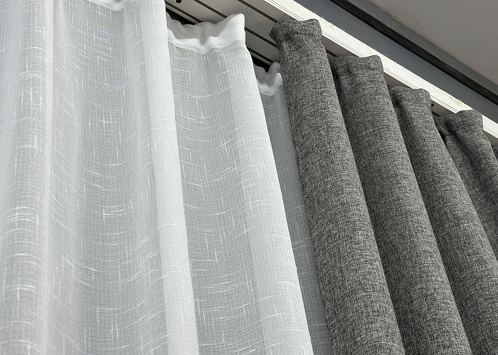 Комплект штор VR-Textil Лен Мешковина 100х270 2шт и Тюль 300х270 108ш-115т Серый с белым 71-024/1 Киев - изображение 8