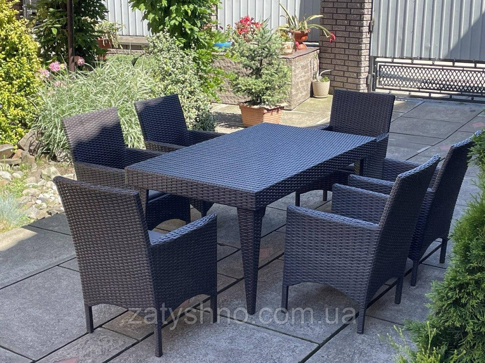 Набір ротангових вуличних меблів з 6 кріслами , колір антрацит Київ - фото 4