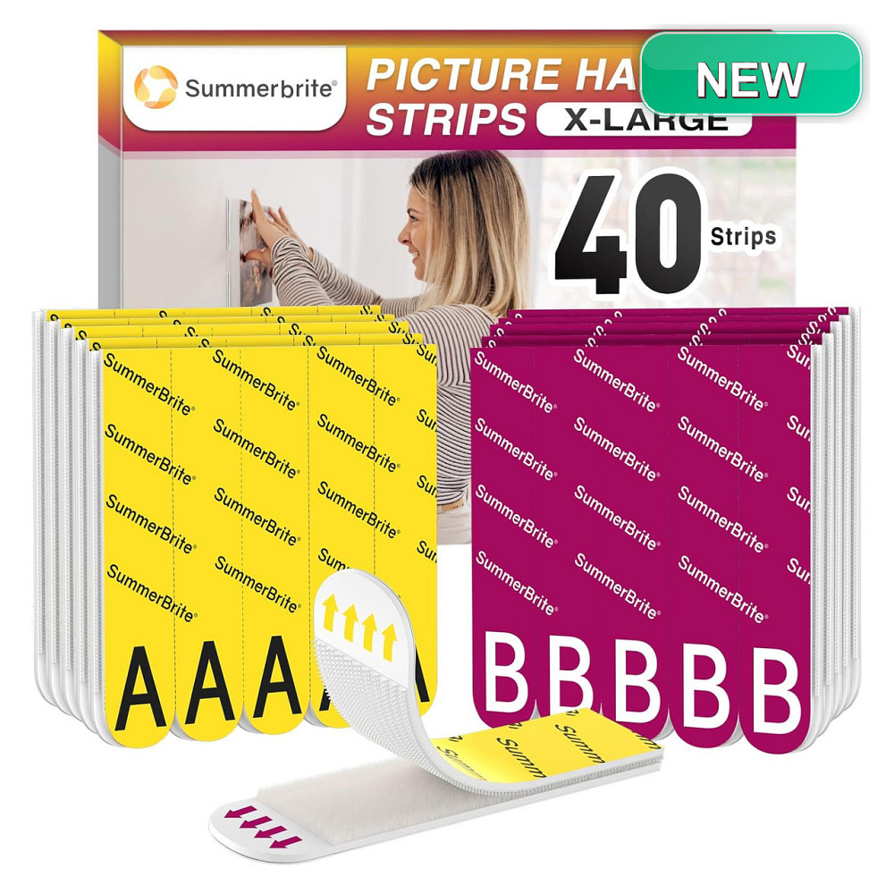 Стрічки для кріплення стріпи Summerbrite 15 пар 30 стрічок XL білий пінні для рамок дзеркал декору без свердління до 6.8 кг Київ - фото 1